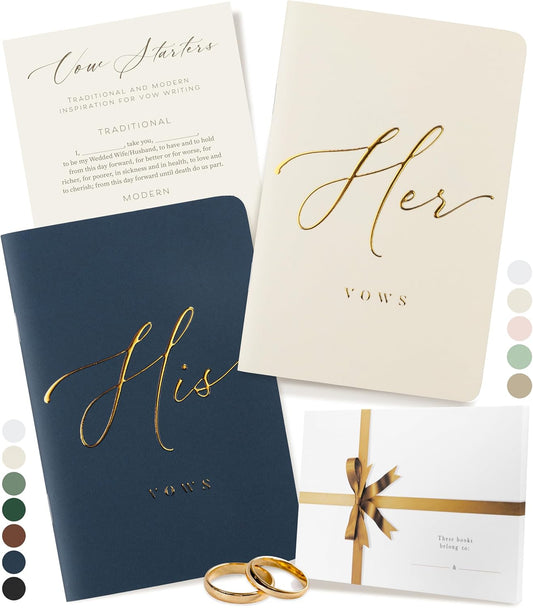 ARTESORI Premium Wedding Vow Book for Her & Him, Soft Touch, Gold Foil, 28 Lined Pages, Wedding Vow Books His and Hers, Wedding Essentials, Wedding Registry Ideas, His and Hers Gifts [Ivory & Navy]