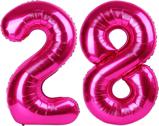 40 Inch Hot Pink 28 Number Balloon