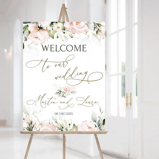 Personalized Wedding Welcome Sign, Flowers Wedding Welcome Sign, Wedding Welcome Sign, Custom Wedding Sign, Welcome To Our Wedding Sign, Flowers Wedding Board, Wedding Decorations Signs # 17