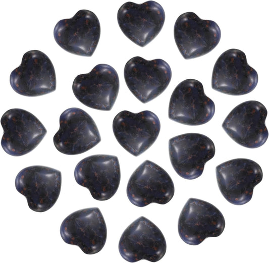 PATIKIL 20 Pcs Natural Heart Shaped Crystal Stone, 0.6 Inch Mini Polished Love Gemstone Crystal, Pocket Rock Engraved Worry Stones for Women Gifts Meditation, Indigo Blue