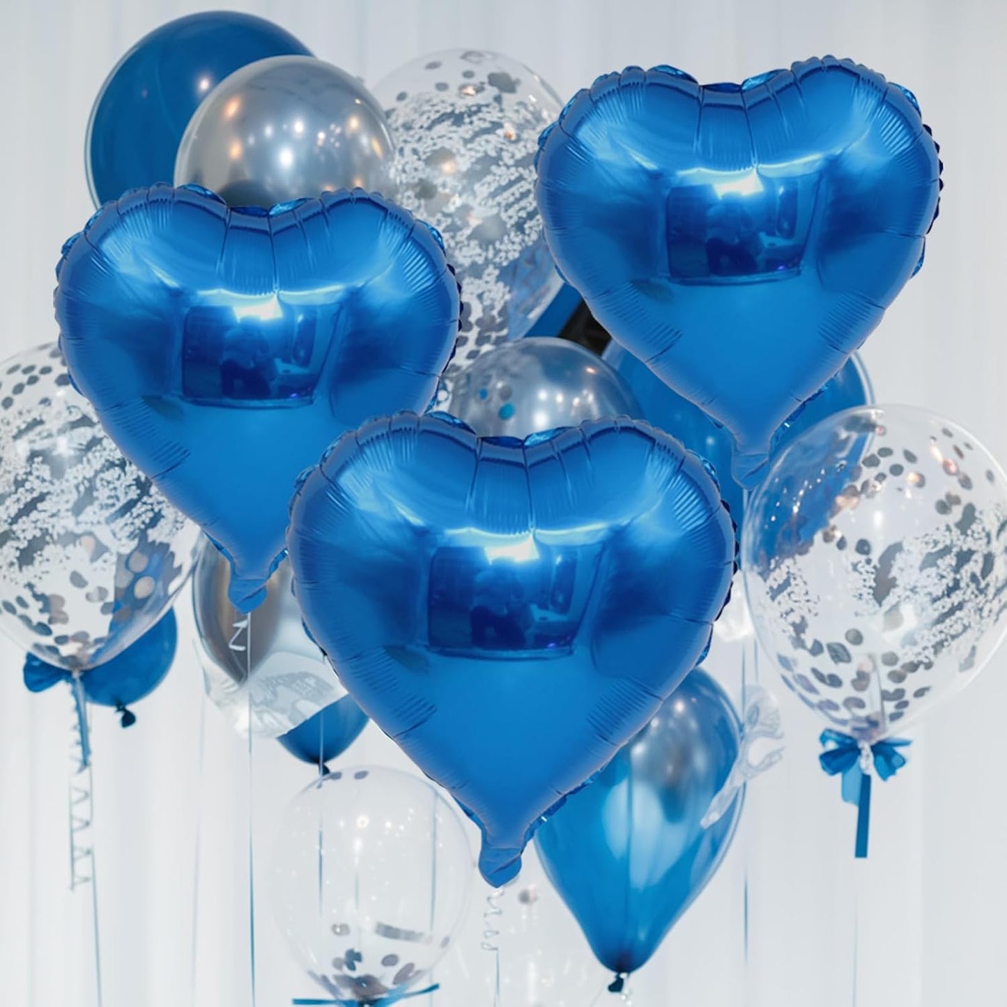 Blue Heart Balloons, 18 Inch Royal Blue Heart Shape Balloon, 12PCS Large Blue Helium Foil Heart Romantic Balloon for Birthday Marriage Wedding Bridal Engagement Party Anniversary Decoration
