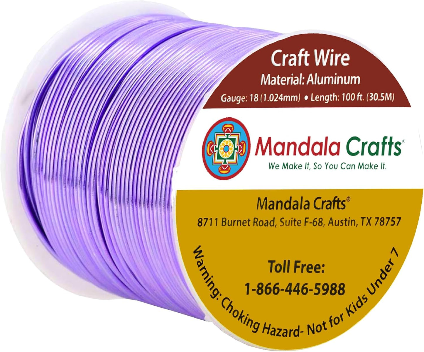 Mandala Crafts 18 Gauge Anodized Aluminum Craft Wire for Jewelry Making - 100 FT Colored Flexible Lavender Wire - Bendable for Bonsai Armature Crafting Sculpting