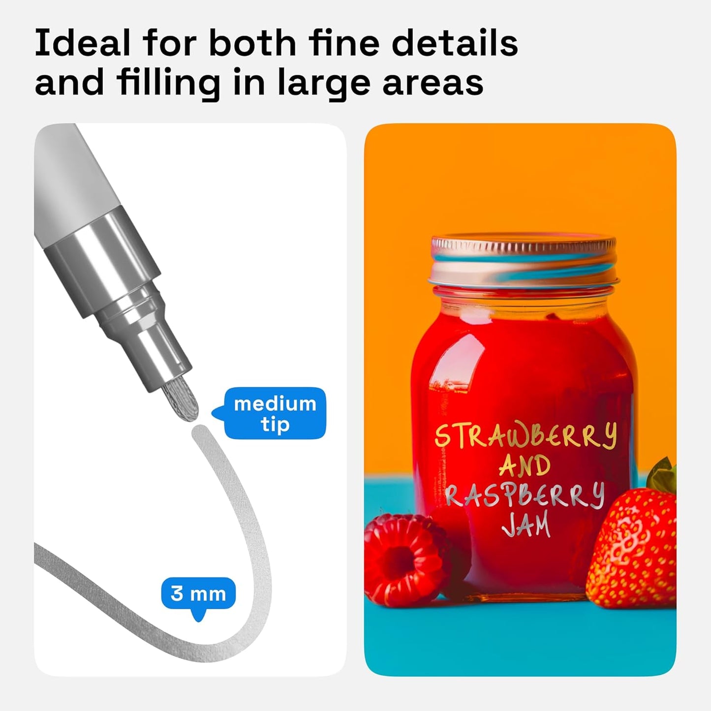 ARTISTRO 2 Gold & Silver Permanent Marker - Waterproof Markers for Tire, Fabric, Rocks, Glass, Ceramic, Wood, Paper - Oil Based Paint Pens - Medium Tip 3mm