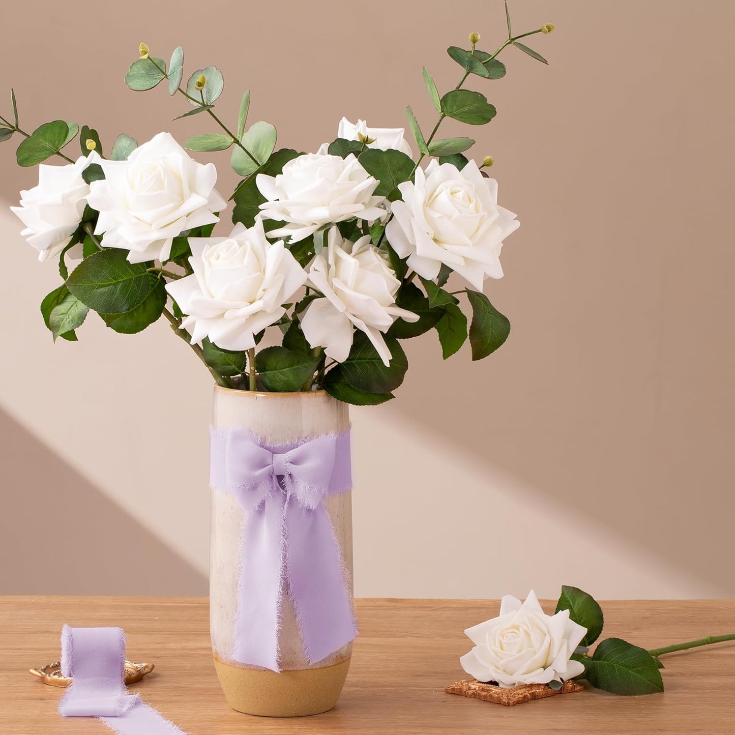 DORIS HOME Light Purple Chiffon Ribbon for Flower Bouquet, 2" x21Yd Fabric Ribbon for Gift Wrapping, Handmade Frayed Ribbon for Wedding, Chiffon Silk Ribbon for Christmas Decorations