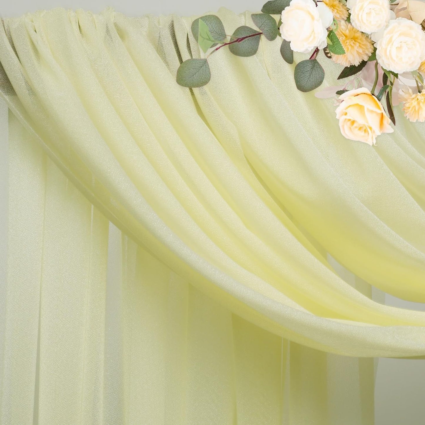 Wokceer Beige Wedding Arch Draping Fabric Backdrop 4 Panels 28.7" X 20FT Sheer Drapes Fabric for Wedding Arbor Ceremony Party