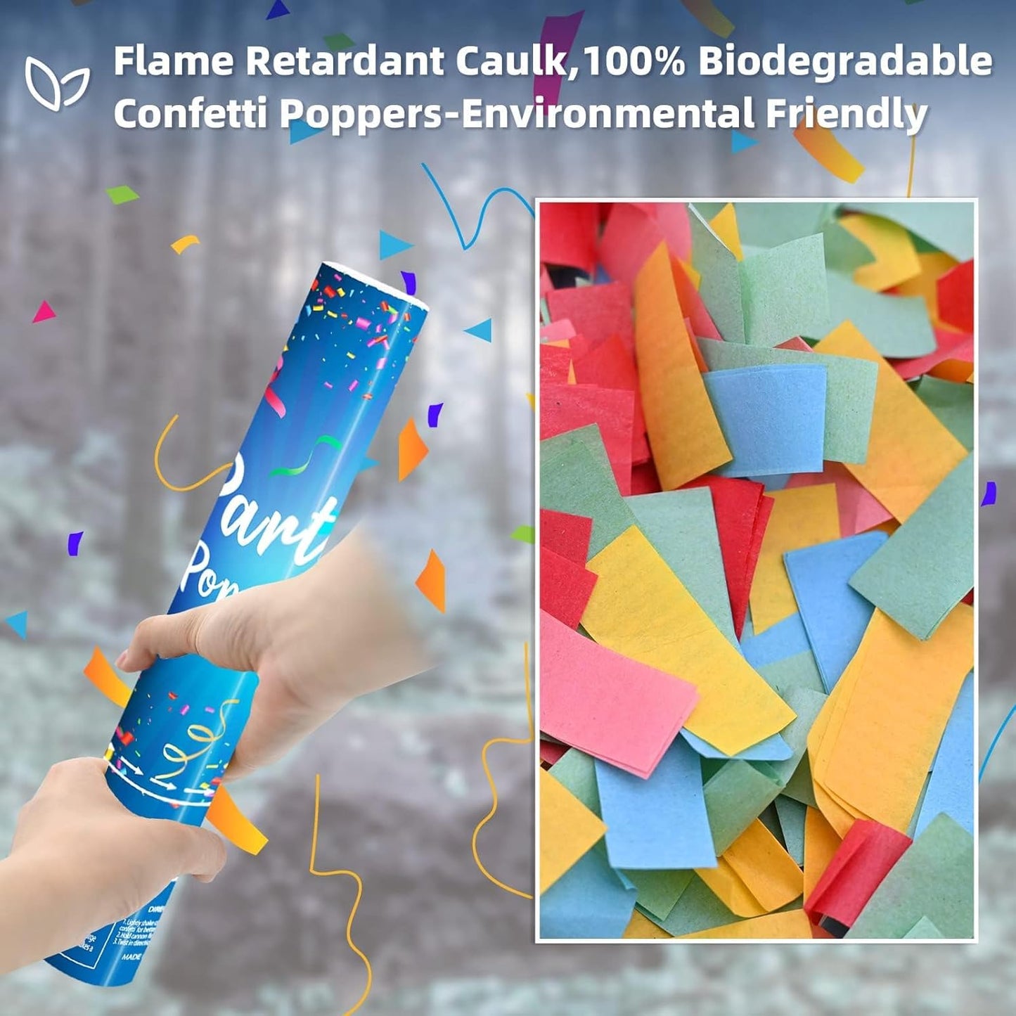 Confetti Cannon 12Inch Confetti Poppers 12 Pack Multicolor Party Poppers Confetti Shooters Air Compressed Color Popper Cannon Bulk for Graduation New Years Eve Birthday Wedding Indoor and Outdoor