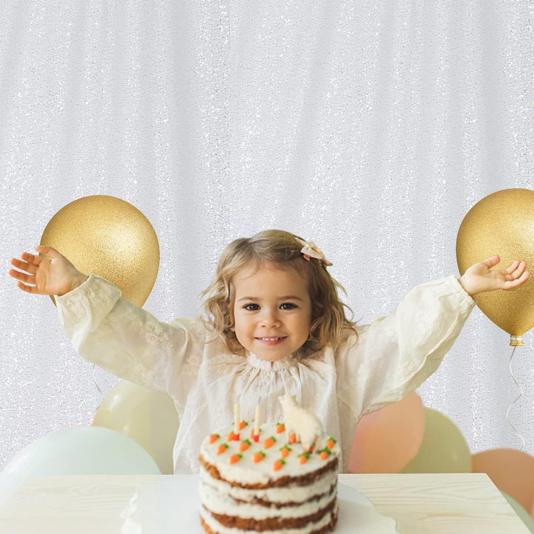 Poise3EHome Sequin Backdrop Curtain, White Sequin Backdrop, Sequin Curtains for Party Wedding Sequence Backdrop, 20FT x 10FT