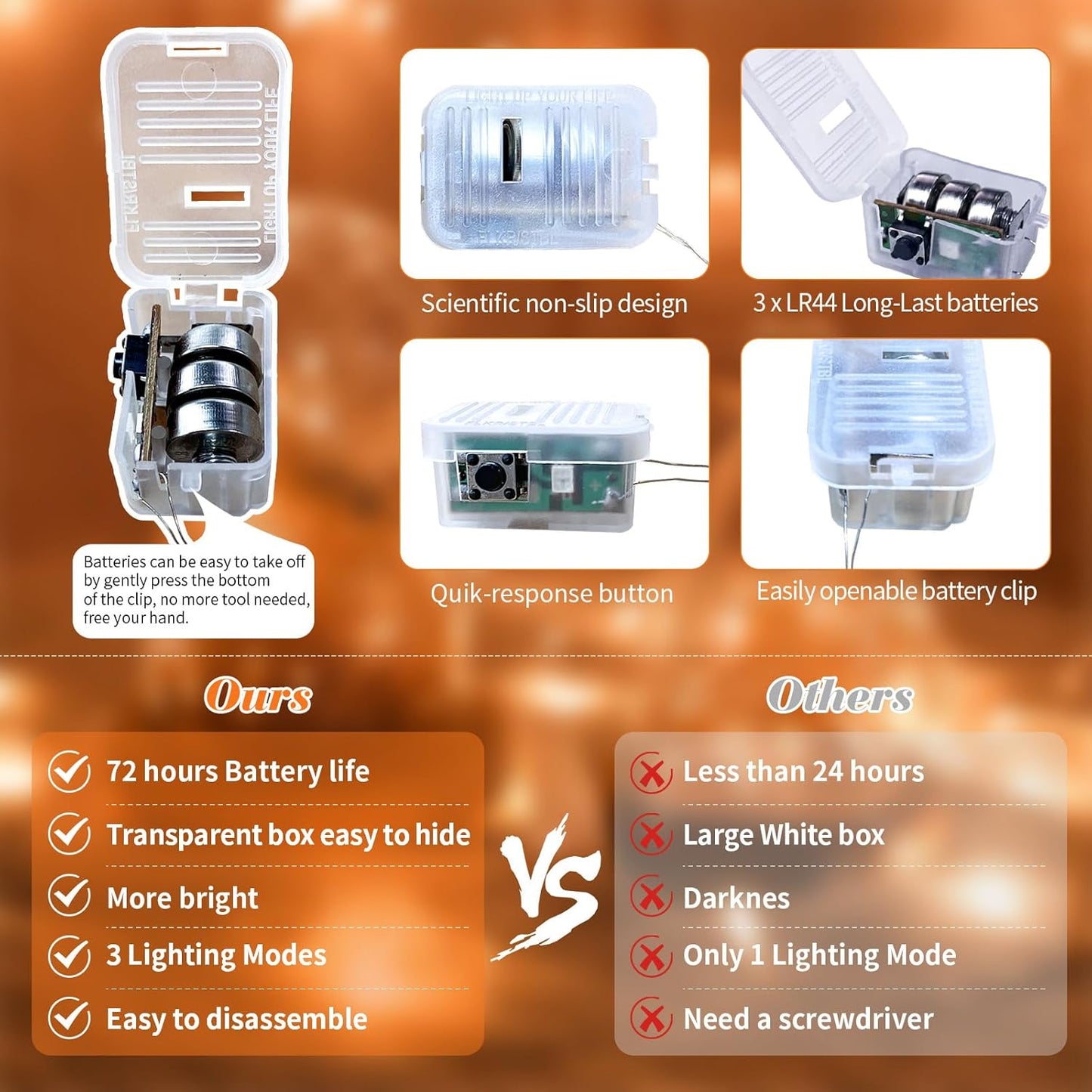 ZGWJ 12 Pack Halloween Fairy Lights Battery Operated, 7ft 20 Mini LED Halloween Fairy String Lights Silver Wire 3 Modes Waterproof for DIY, Parties, Bedroom Decorations,Orange