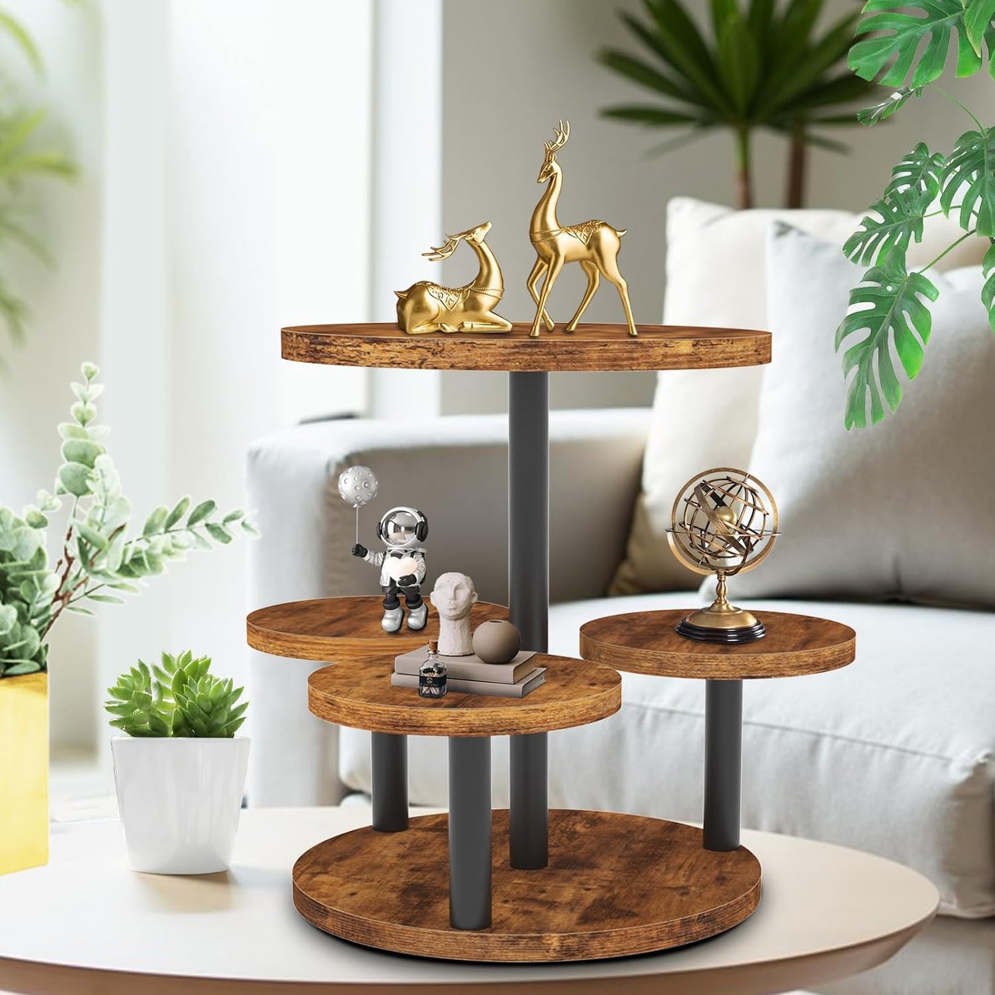 Cupcake Stand, 2 Pack Rotatable Cupcake Stand for 50 Cupcakes, Wood Cake Stand Cupcake Tower, Rustic Dessert Table Display Set Tiered Tray Stand, Round Serving Tray for Party Wedding Birthday