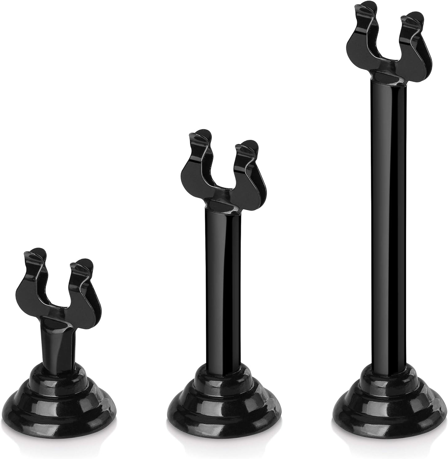 New Star Foodservice 27761 Triton/Ring-Clip Table Number Holder/Number Stand/Place Card Holder, Set of 12, 4-Inch, Black