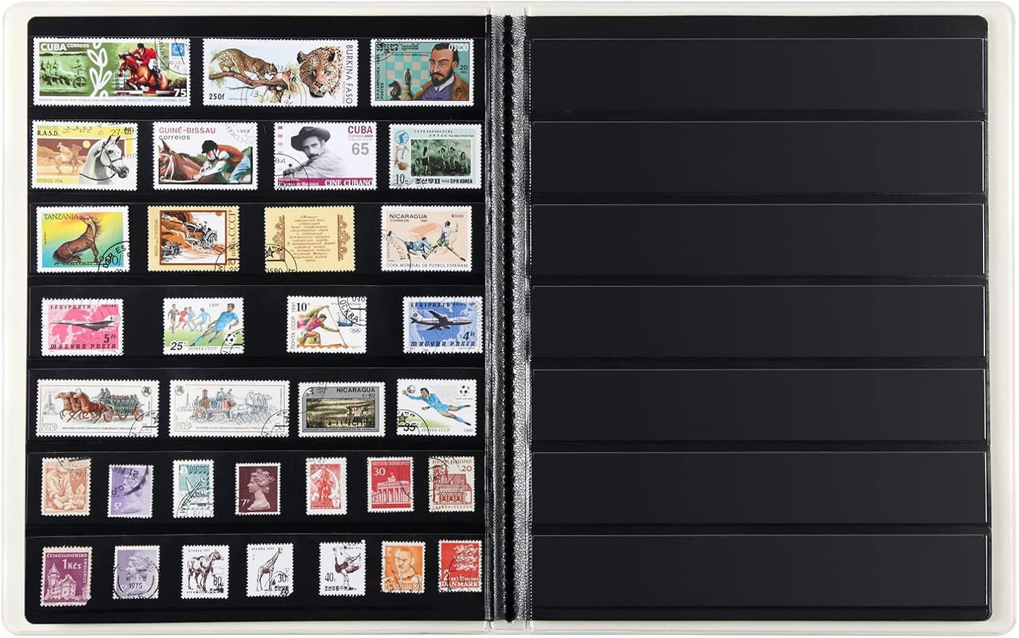 MUDOR Stamp Collecting Album, 7 Rows Pockets Stamp Book for Collectors, 10 Sheets Stamp Stockbook