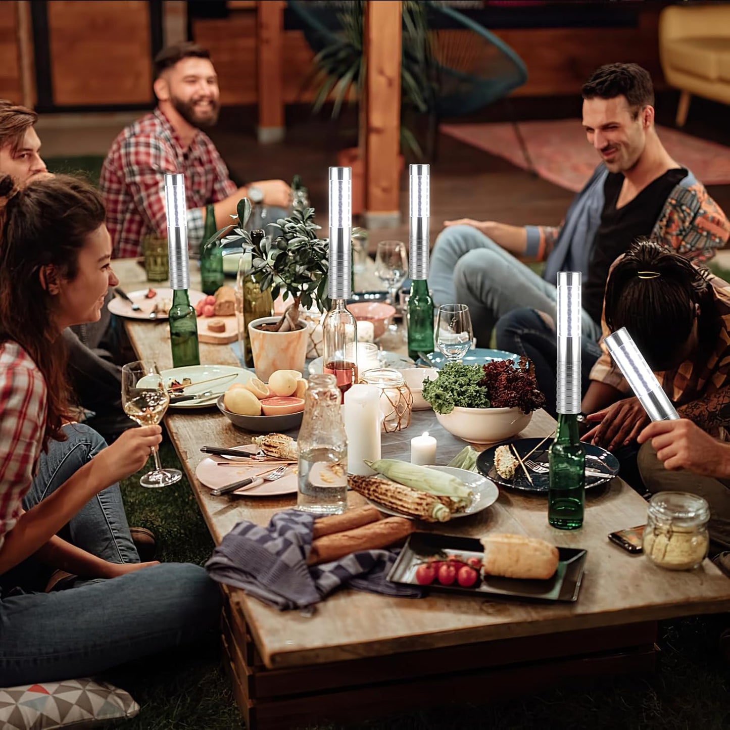 WILON Bottle Service Lights Rechargeable Bottle Service Sparklers Reusable Handheld Girl Lights LED Baton Strobe Light for Parties Bar Club Nightclub Birthday Weddings - 4 Pack