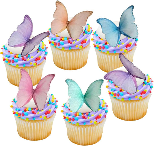 48Pcs Edible Butterflies for Cake Decorating Wafer Paper Butterfly Cupcake Toppers Edible Cake Toppers for Wedding Birthday Party Cupcakes Decorations(Mix Color)