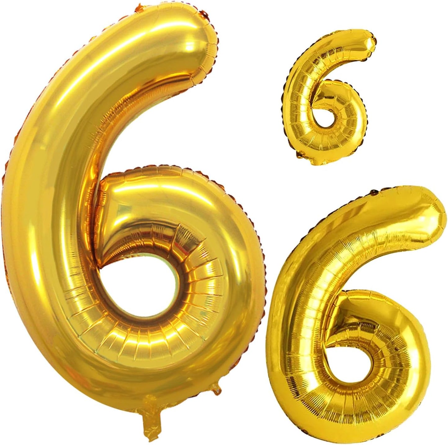 GOER Gold Foil Balloons Number 6,Huge Number Balloons for 6th 66th Birthday Party Supplies Anniversary Decorations (3 pcs,42 inch,32 inch,16inch)