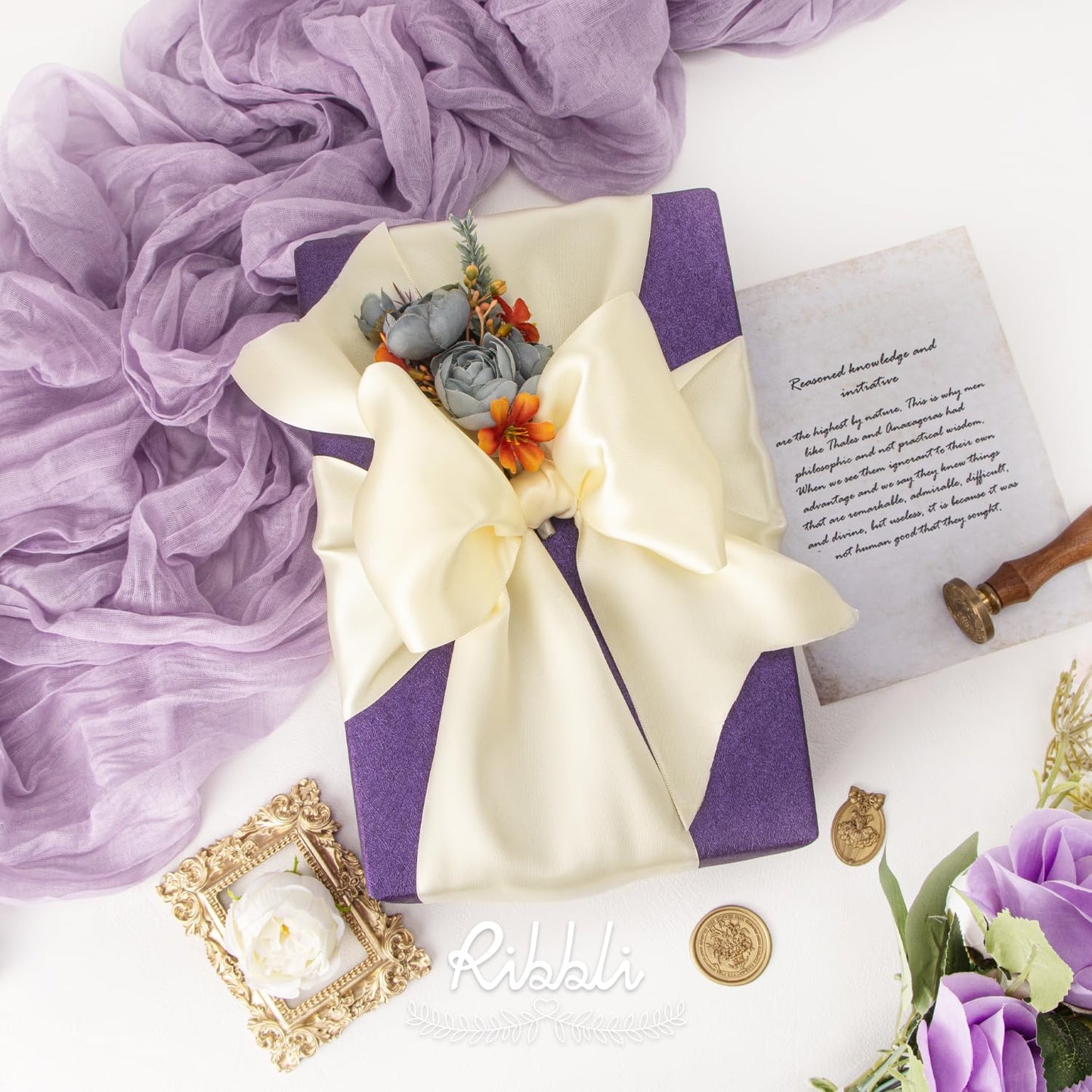 Ribbli Ivory Satin Ribbon 4 Inch Wide Ivory Ribbon for Wedding Chair Sash Grand Opening Ceremony Big Bows Gift Wrapping Floral Crafts Cake Decor-Double Faced Satin Continuous 10 Yards