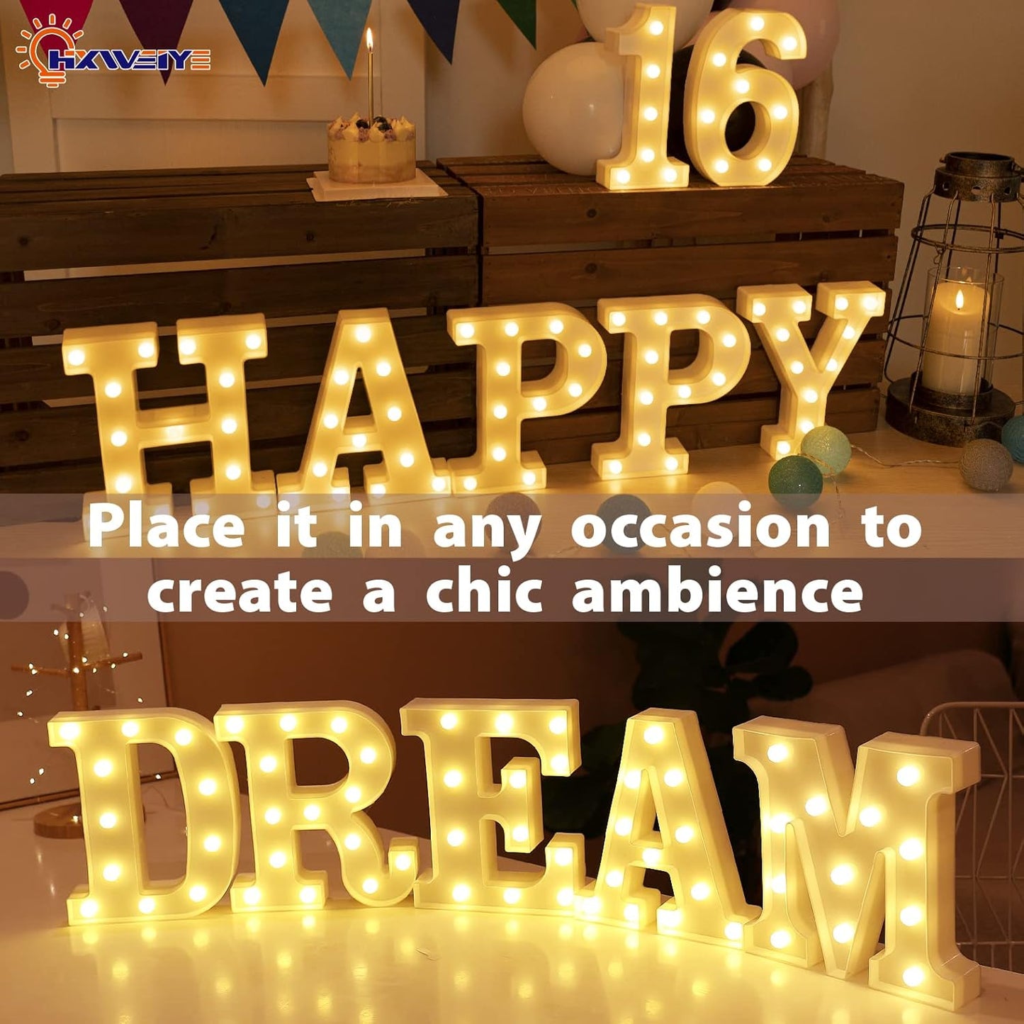 HXWEIYE Light Up Numbers-6, LED Marquee Number Lights Sign 26 Alphabet and 10 Number for Party Bar Birthday, Light Up Letters Battery Powered Warm White Christmas Decoration Numbers Lights