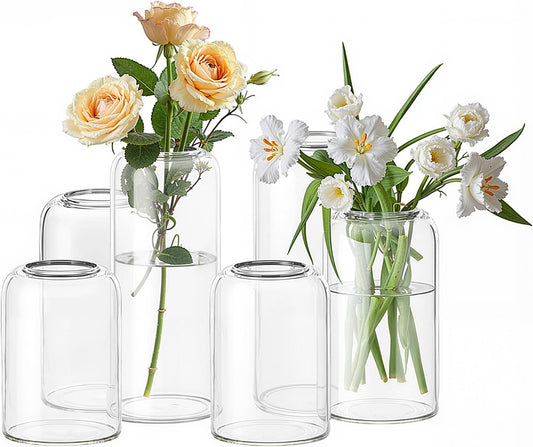 Set of 24 Clear Glass Vases Cylinder Flower Vase for Rustic Farmhouse Centerpieces Wedding Table Decor Home Aesthetic Party & Event Decoration Bud Vases in Bulk (Flowers Not Included)