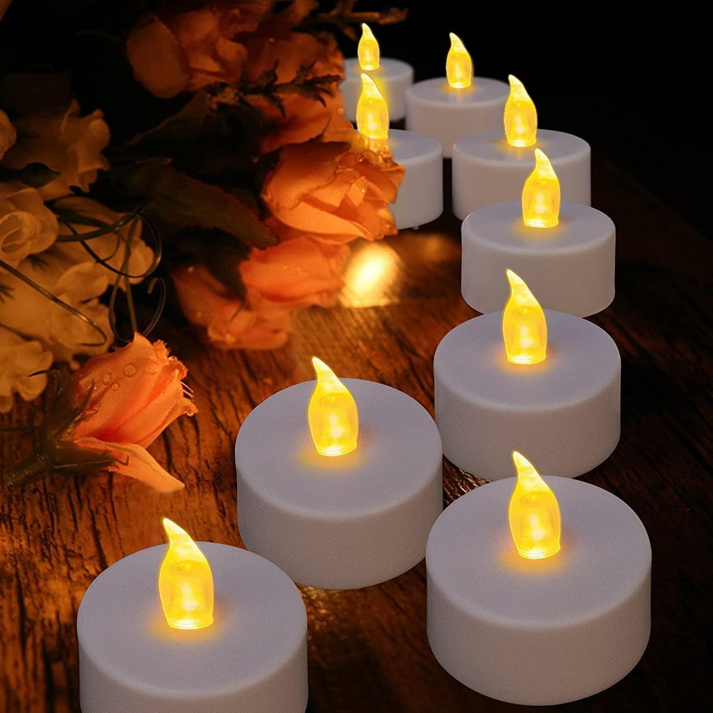 LED Tea Lights Candles- 100PACK Warm Yellow Flameless Candles Realistic and Bright Flickering Long Lasting 200Hours for Holiday Celebration,Party,Home Decoration,Battery Operated