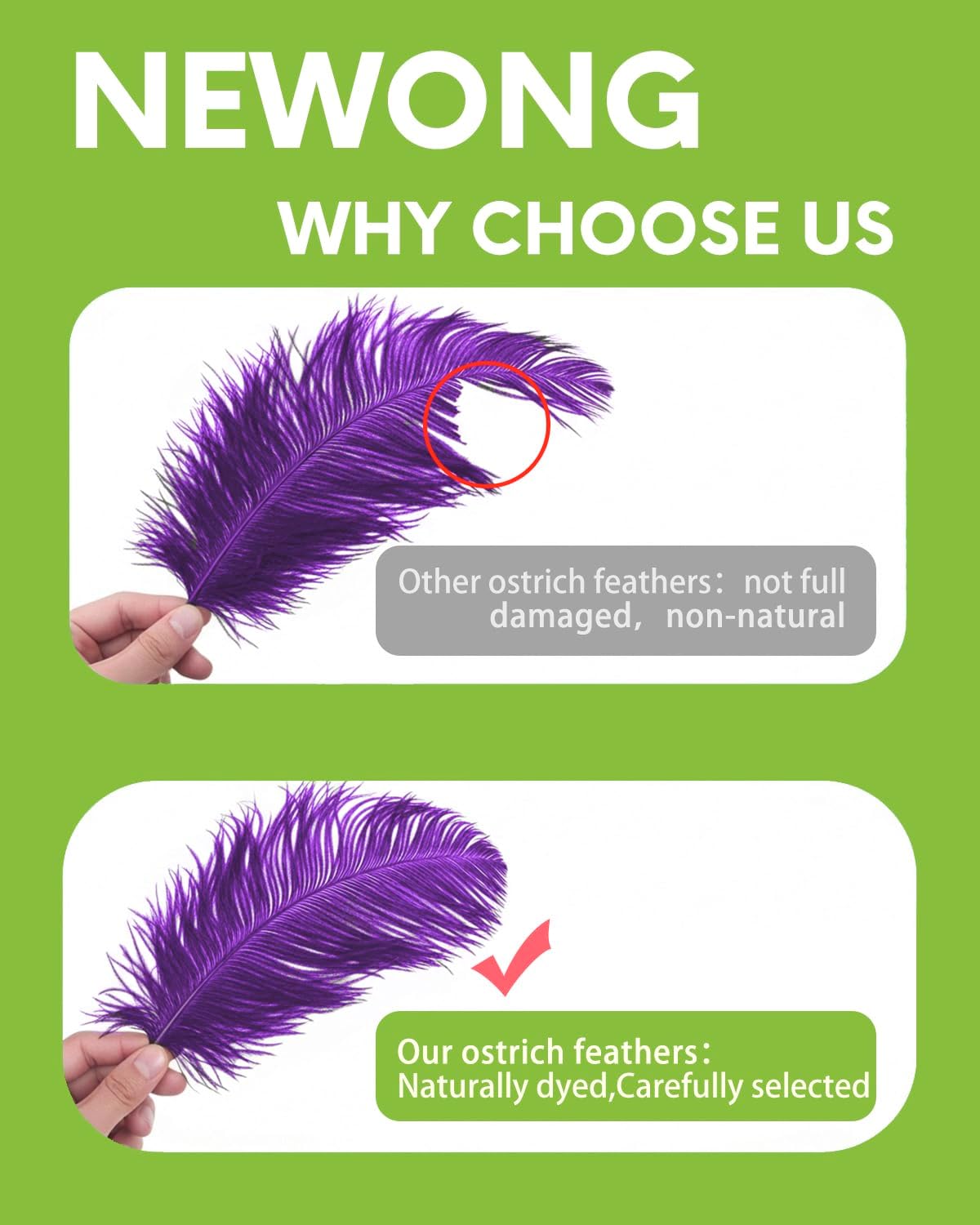 NEWONG 30pcs Purple Ostrich Feathers Natural Bulk 9-12inch(23-30cm) Vase Craft Wedding Home Party Centerpieces Christmas Day Decoration