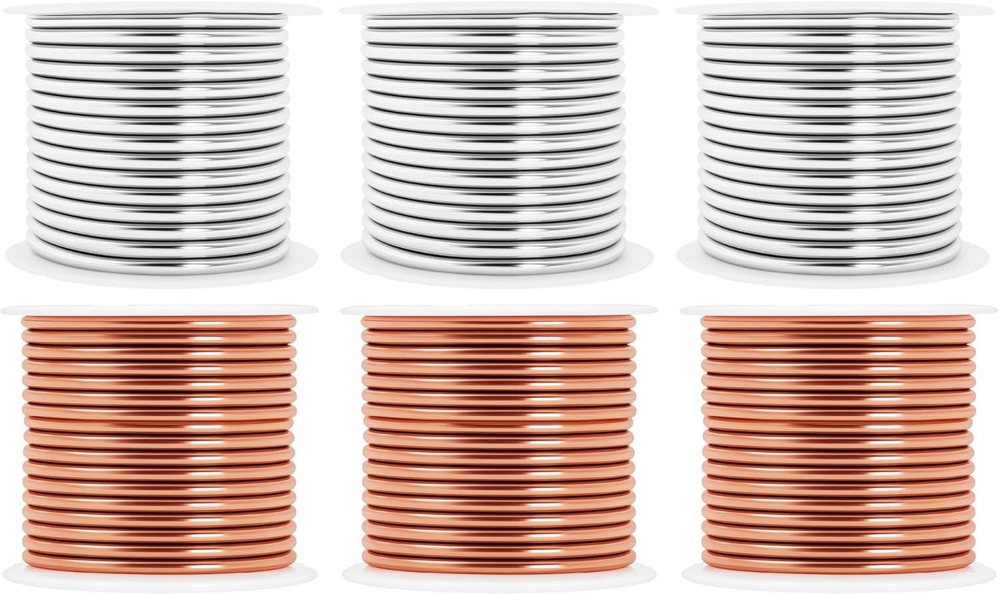 Mandala Crafts 10 Gauge Anodized Aluminum Craft Wire for Jewelry Making - 120 FT Colored Flexible Silver Copper Tone Wire - Bendable for Bonsai Armature Crafting Sculpting