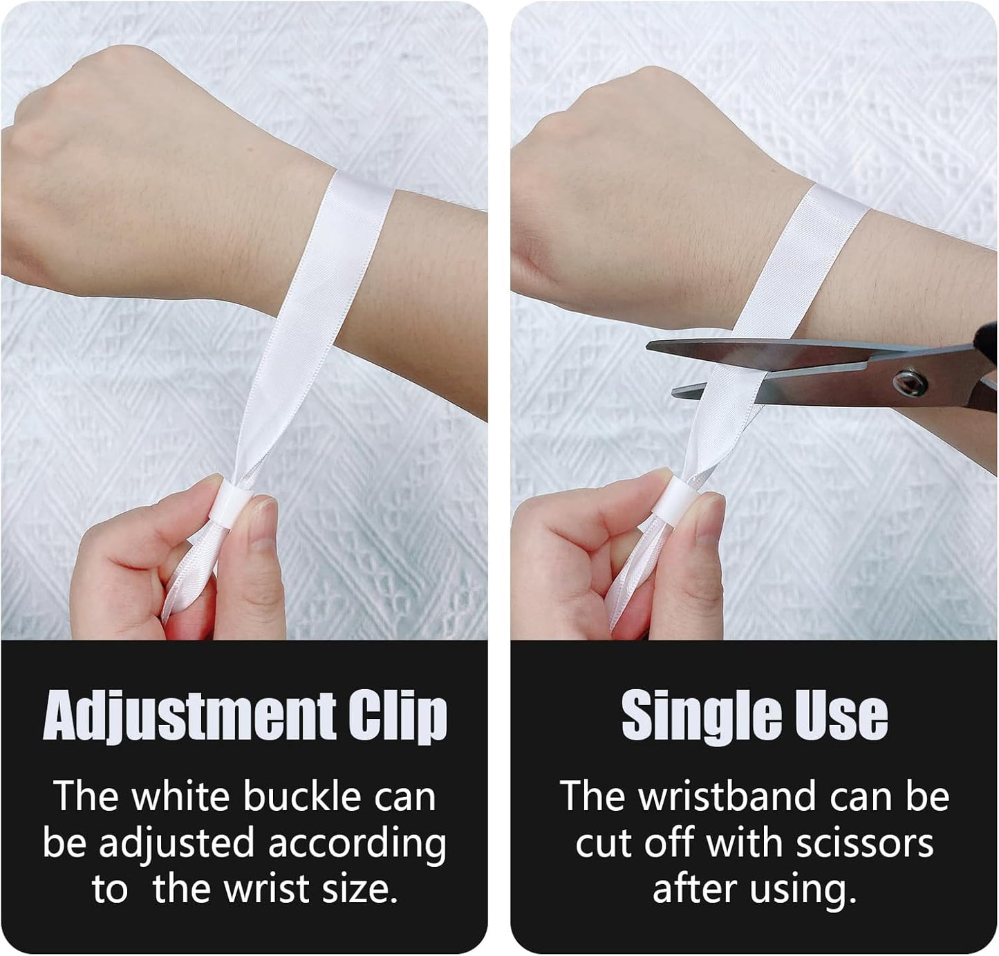 Green-Power America 100 Pcs Cloth Event Wristbands, Event Wristbands, Colored Wrist Bands for Events, for Lightweight Concert Wrist Strap for Activities, Party Bracelets for Events (Color : White)