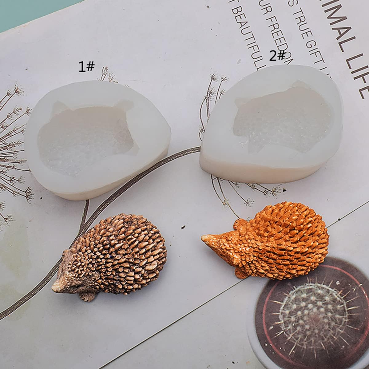 Cute 3D Hedgehog Scented Candle Mold 2 Pack Hedgehog Mold Silicone Mold for Candles Home Decoration Silicone Mold for Resin Hedgehog Resin Mold Cartoon Mold Animal Resin Mold