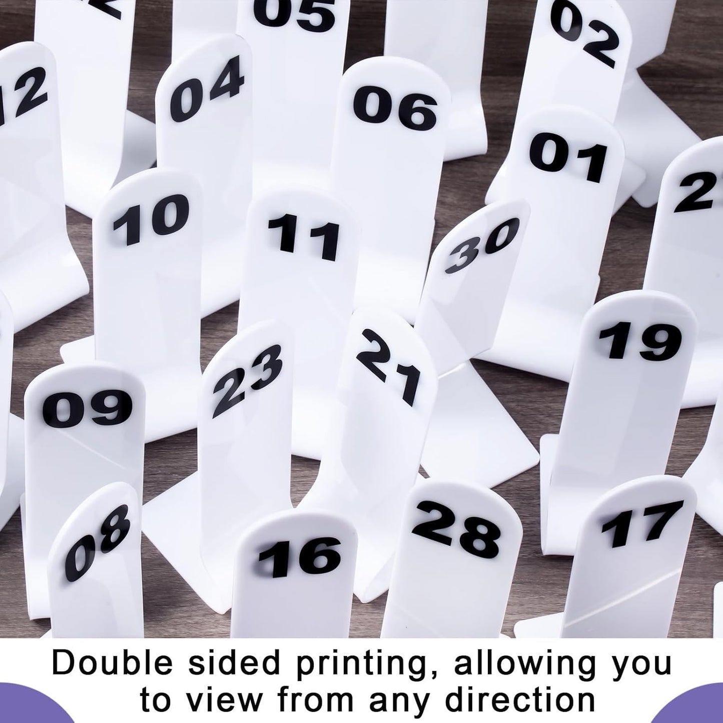 Tuanse 1-30 Table Order Numbers Restaurant Double Sided Acrylic Reception Number Stands Signs for Wedding Restaurant Seating Cafes Party Banquet(White)