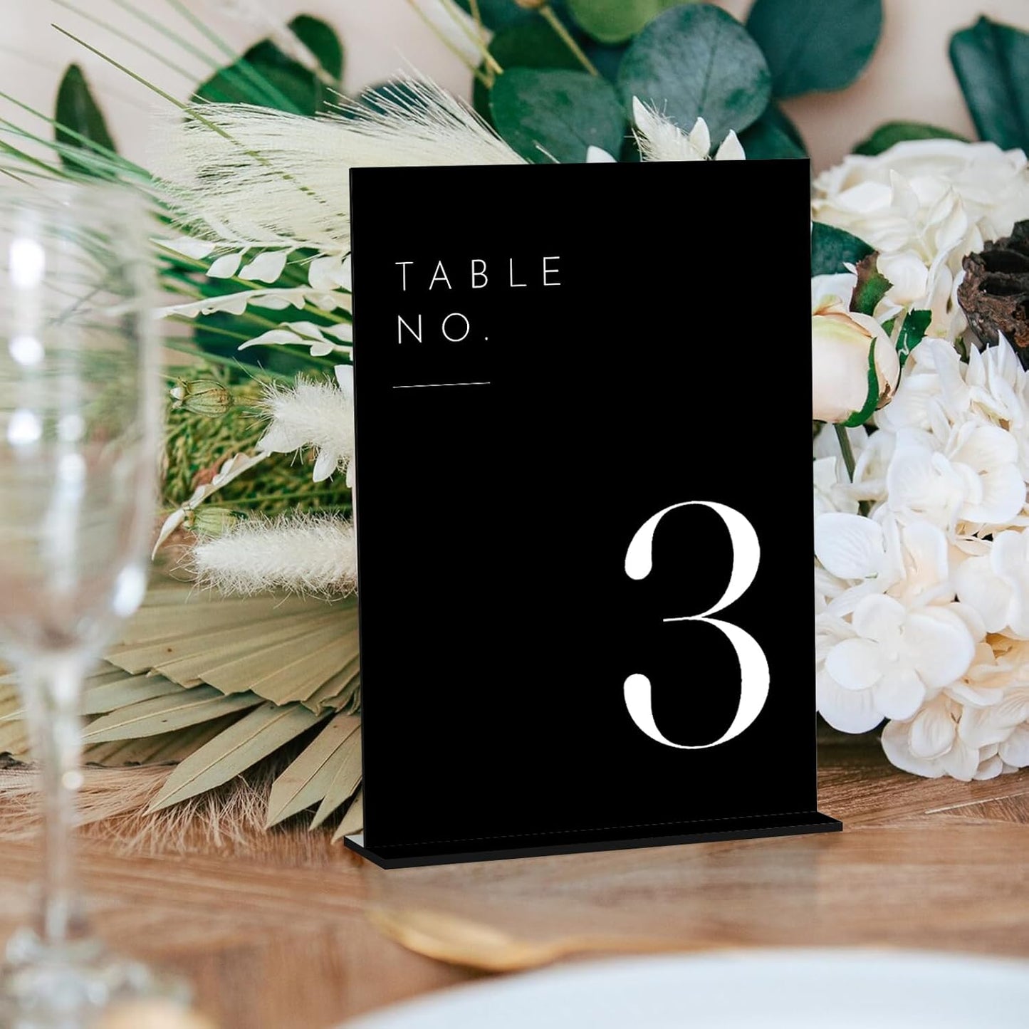 JINMURY Black Wedding Table Numbers 1-20 with Stands, 5"x7" Black Acrylic Table Numbers with White Font, Perfect for Wedding Party Reception(1-20, 5"x7")