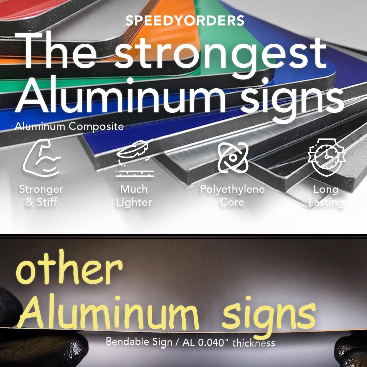 Custom Outdoor Metal Signs, Personalized Aluminum Signs, White Aluminum (Black Background, 7x7 In)