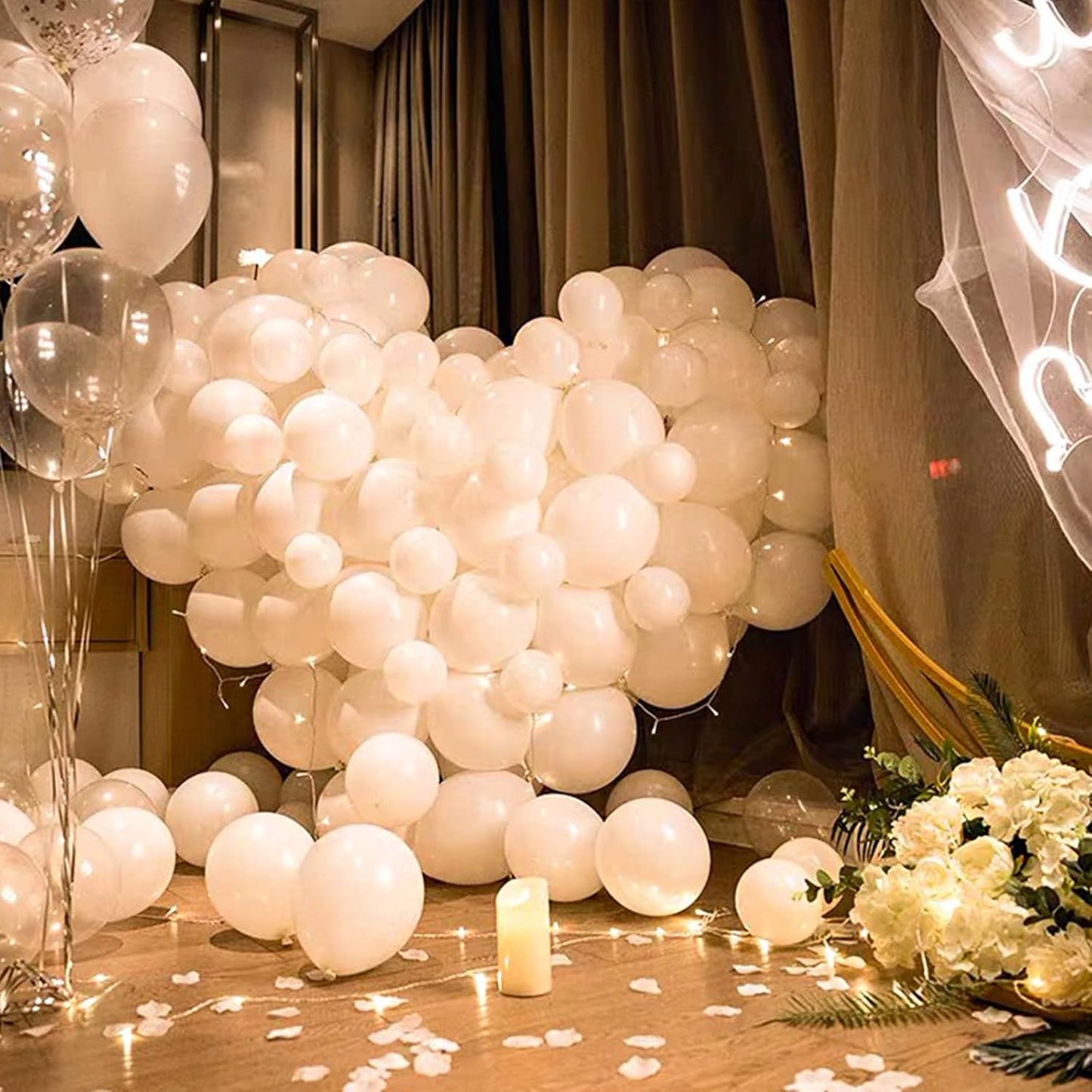 KAWKALSH White Balloon Arch Kit 111Pcs 18 12 5 Inch Latex Party Balloons Garland for Birthday Baby Shower Wedding Engagement Anniversary Christmas Party Decorations