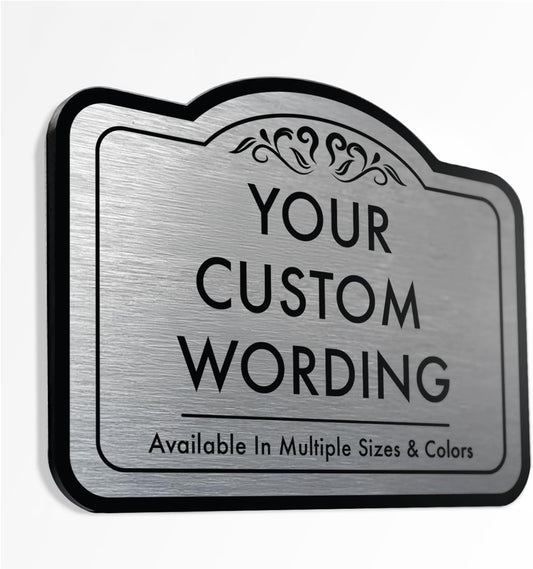 Custom Decorative Outdoor Metal Sign - Personalized Aluminum Driveway Sign, Waterproof, Made In USA - Design 1 Metallic Silver 18x18 In