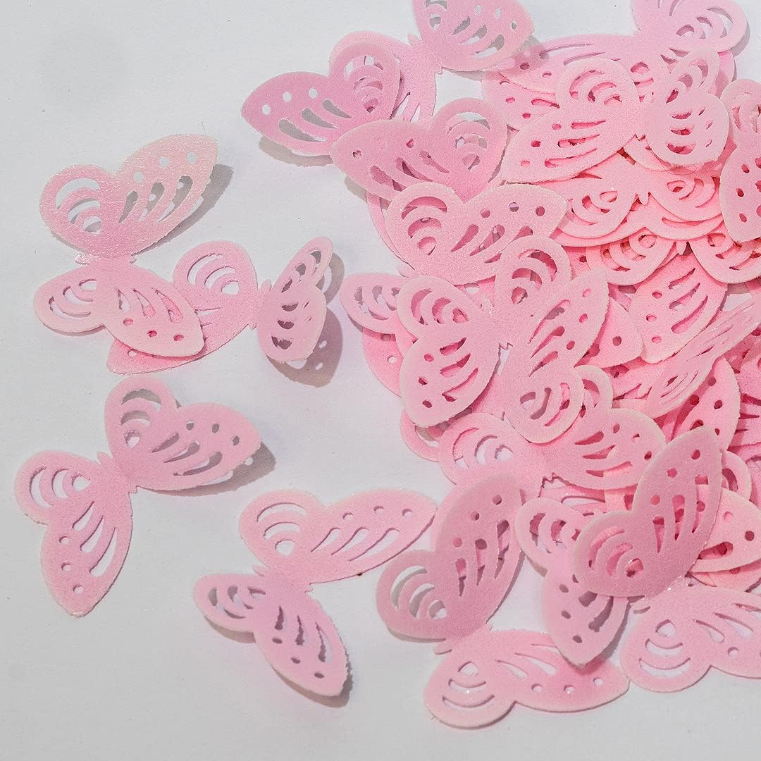 Edible Flowers Edible leaves &Edible butterflies Wafer Paper Cake Cupcake Toppers for Decorating Rice Paper Flower Food Decorations for Baking Girl Birthday Party Mix Size Color (Pink butterflies 60)
