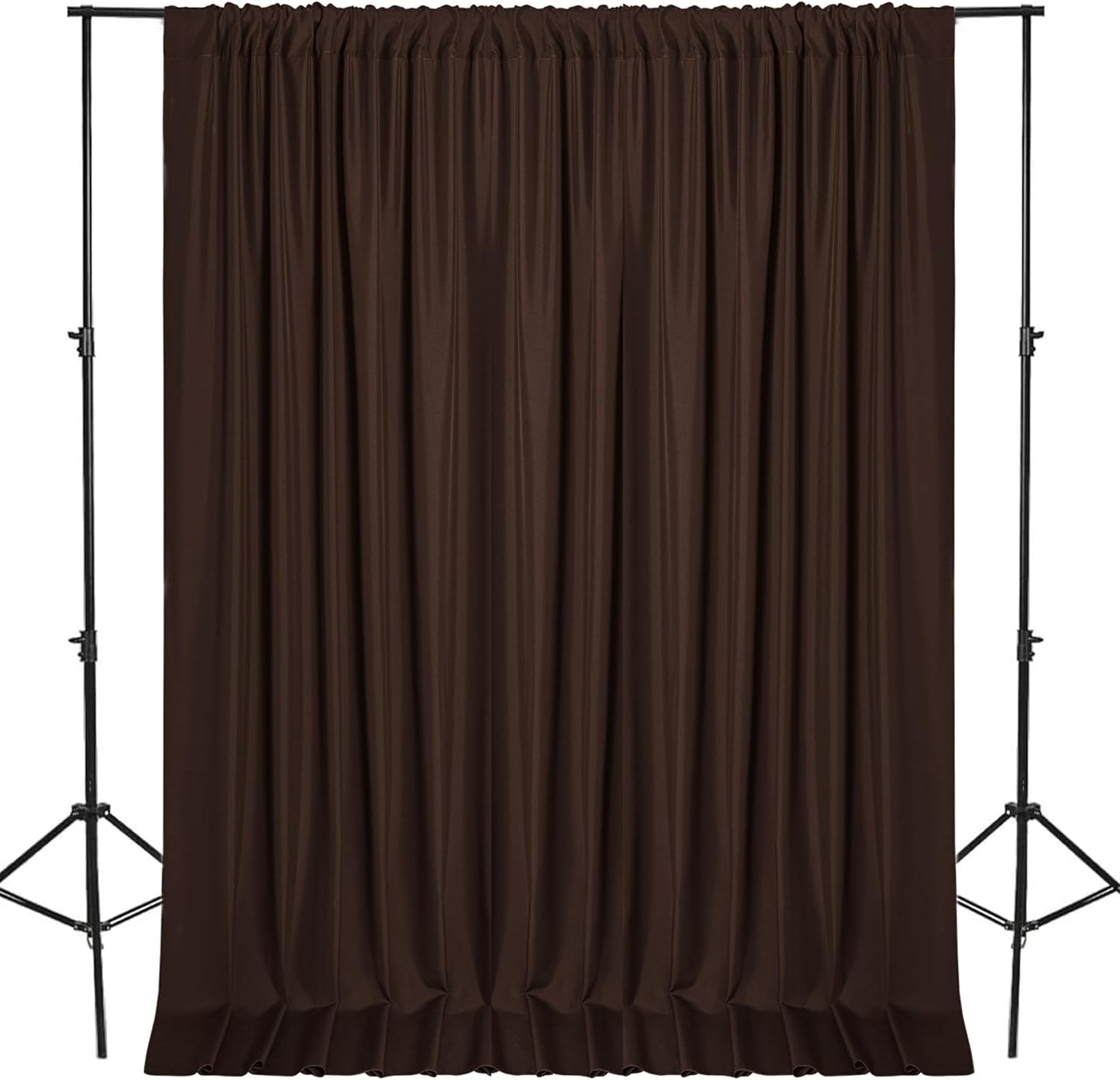 DWCN 10x8 FT Brown Backdrop Curtains for Parties, Photography Backdrop Drapes with Rod Pockets for Wedding Decorations Stage Birthday Family Gatherings, 2 Panels 5ft x 8ft