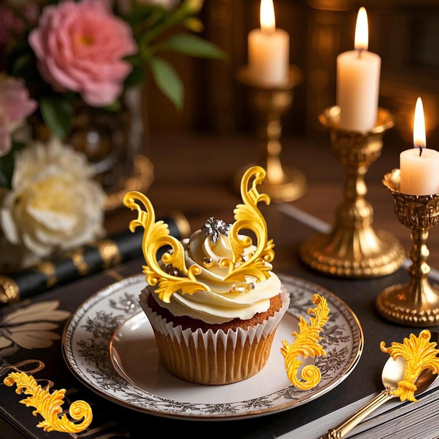 Baroque Scroll Pattern Silicone Craft Molds Border Decorative Silicone Moulds for Crafting polymer clay Fondant Chocolate 8-Piece Set