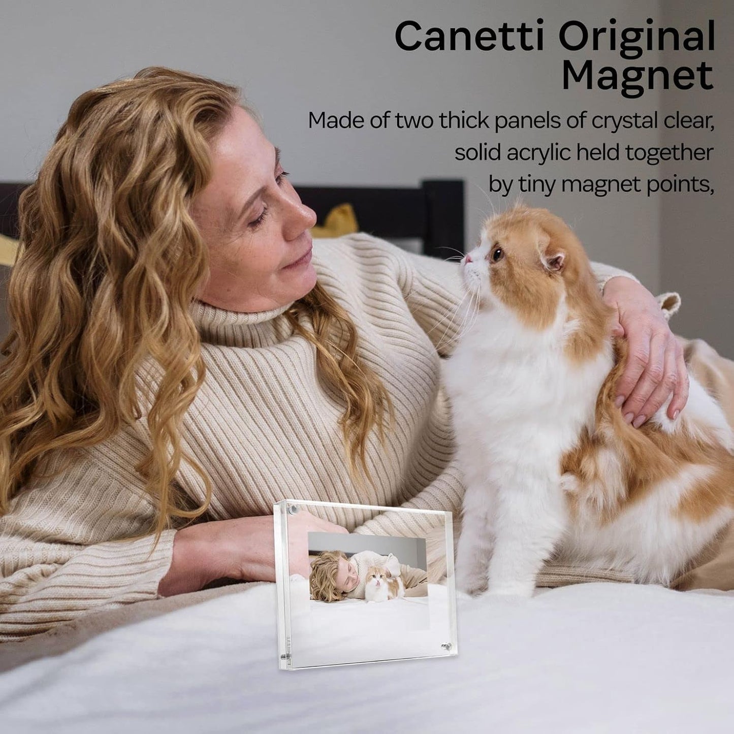 Canetti Original Magnet Picture Frame - Crystal Clear Acrylic Glass Table Top Photo Frame