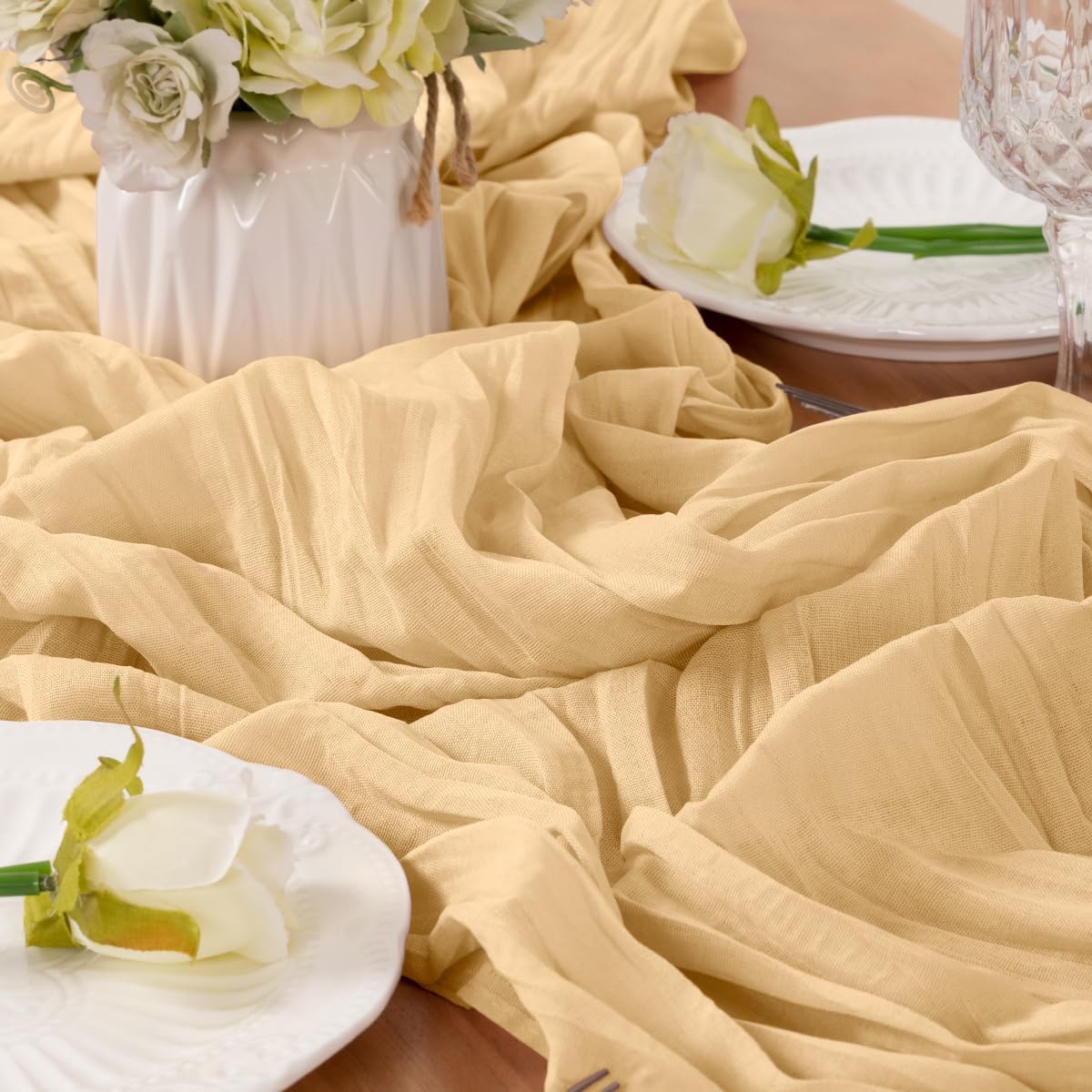 Beige Table Runner Cheesecloth Table Runner 10FT Farmhouse Table Runners 120 Inches Fall Table Decor Dining Room Centerpiece Wedding Boho Baby Shower Birthday