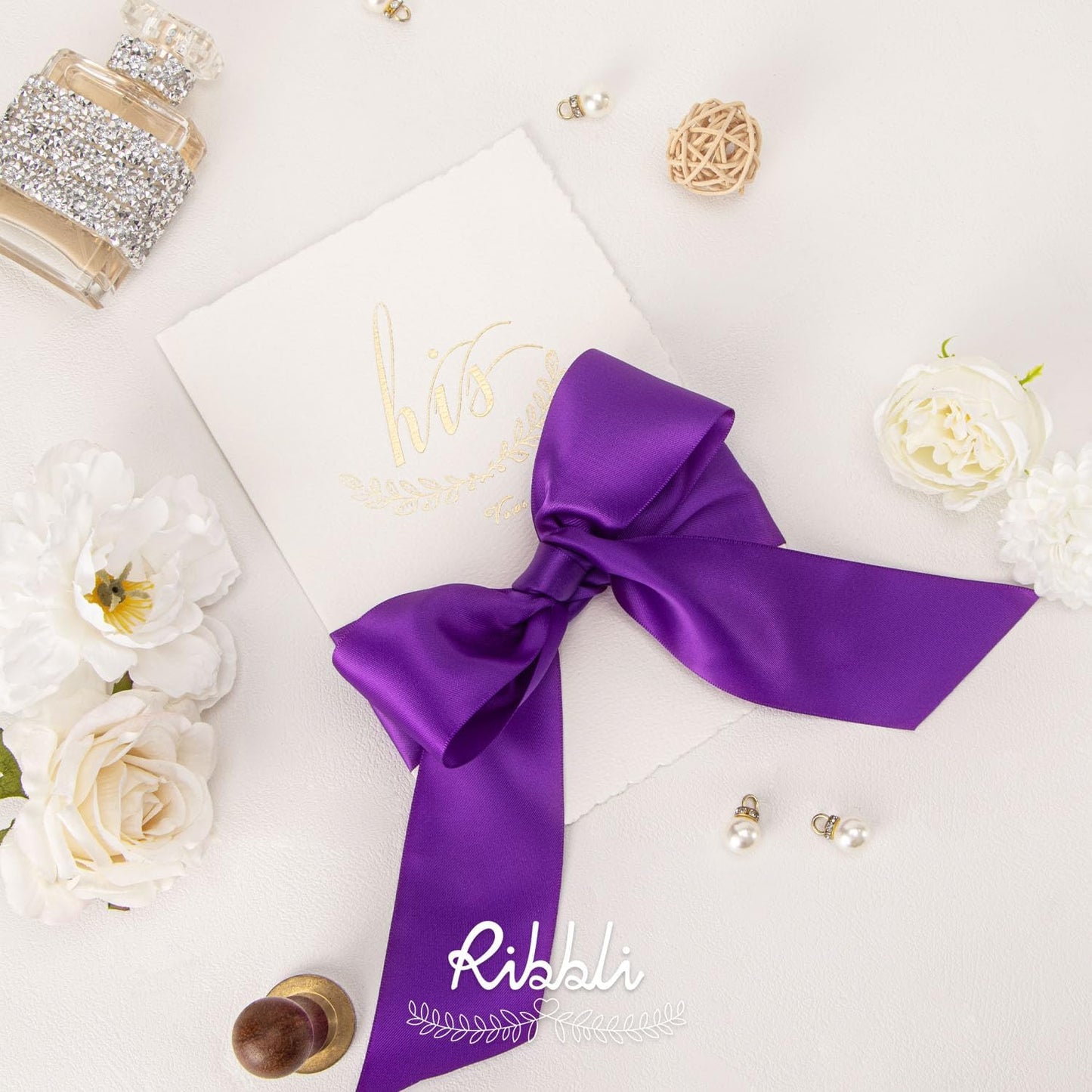 Ribbli Purple Satin Ribbon 2 Inch x Continuous 10 Yards, Double Faced Satin Ribbon Use for Bows Bouquet,Gift Wrapping,Floral Arrangement,Wedding Decoration