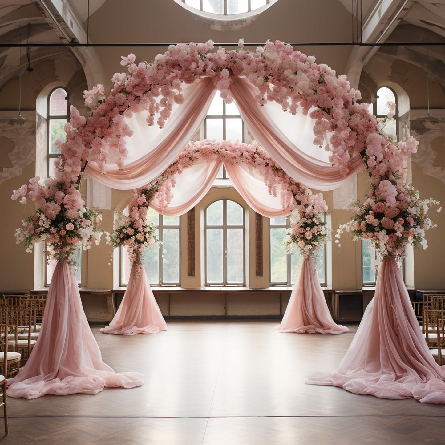 Wokceer Wedding Arch Draping Fabric 2 Panels 28.7" x 20FT Dusty Rose Sheer Fabric Backdrop Arch Draping for Wedding Ceremony Birthday Party Bridal Shower Decoration