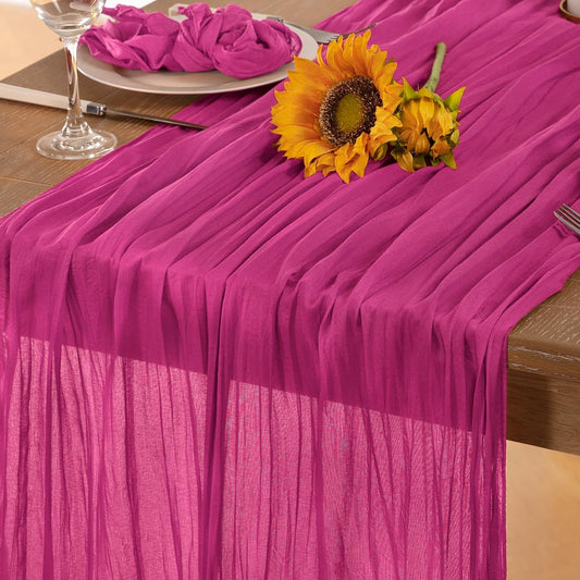 Hot Pink Cheesecloth Table Runner 4 Pack Fall Table Runners Boho Gauze 120 Inches Fuschia Cheese Cloth Fall Table Decorations for Thanksgiving Weddings Bridal Baby Shower Birthday Parties