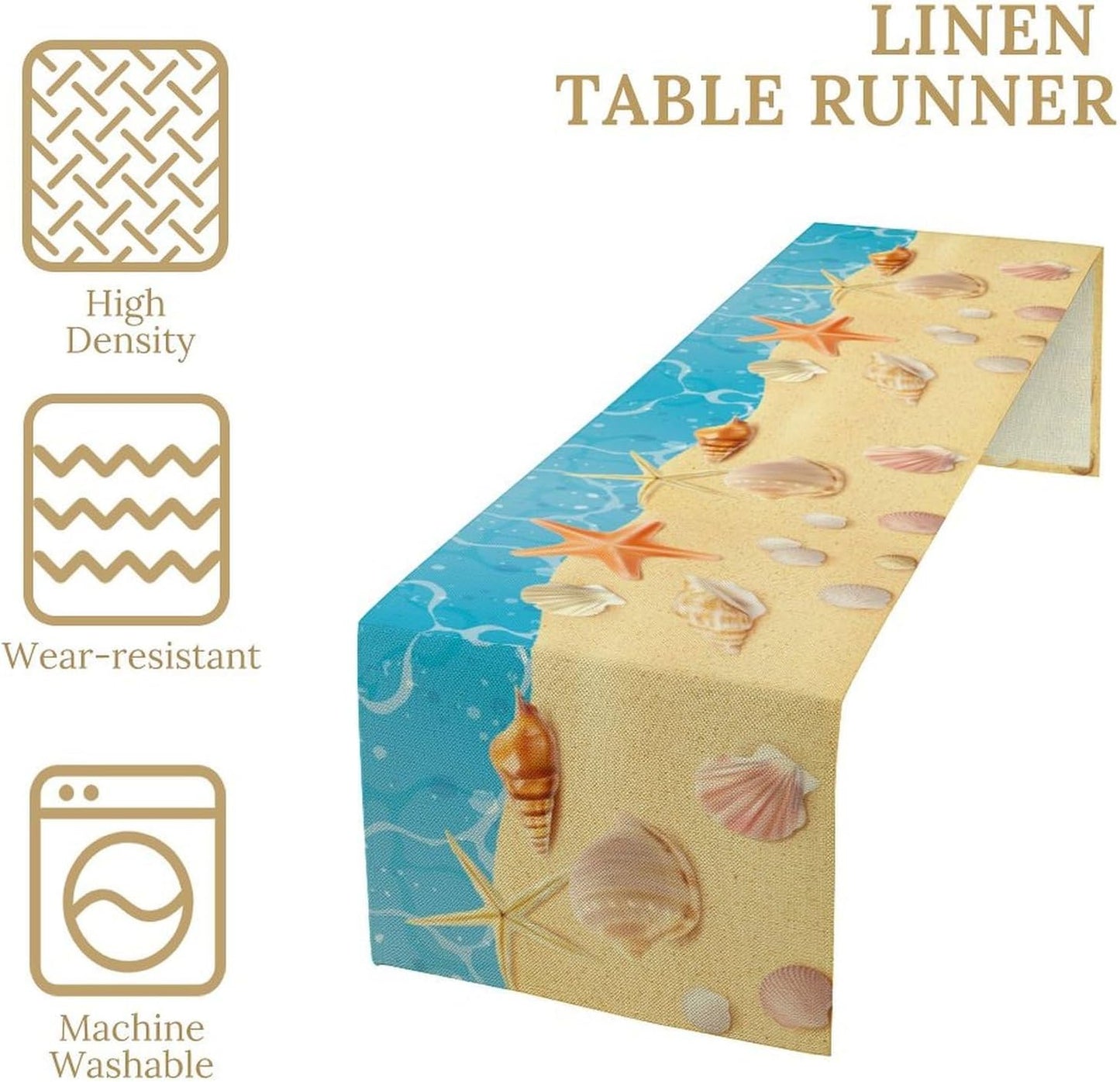 Sea Turtle Table Runner Marine Life Starfish Nautical Blue Green Ocean Theme Kitchen Table Decorations for Indoor Outdoor Home Party Decorations 13 * 70 Inch