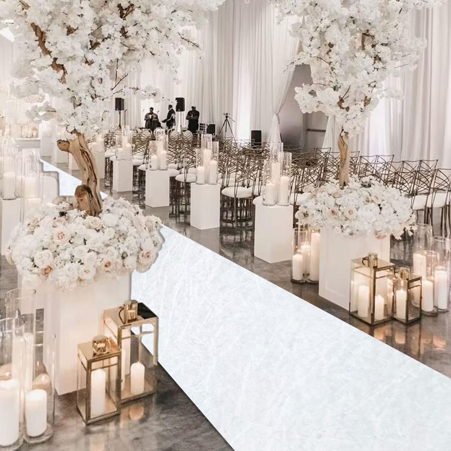 MODFUNS White Wedding Aisle Runner Outdoor Velvet Aisle Runner for Wedding Ceremony 4FTx20FT Carpet Runner with Carpet Tapes Bride Floor Carpet Runner Decorated Aisle Runway for Prom Party Beach