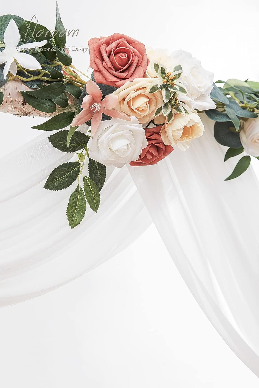 Floroom Wedding Arch Draping Fabric 2 Panels 20Ft White Chiffon Fabric Drapes Arbor Drapery Wedding Ceremony Reception Swag Decorations