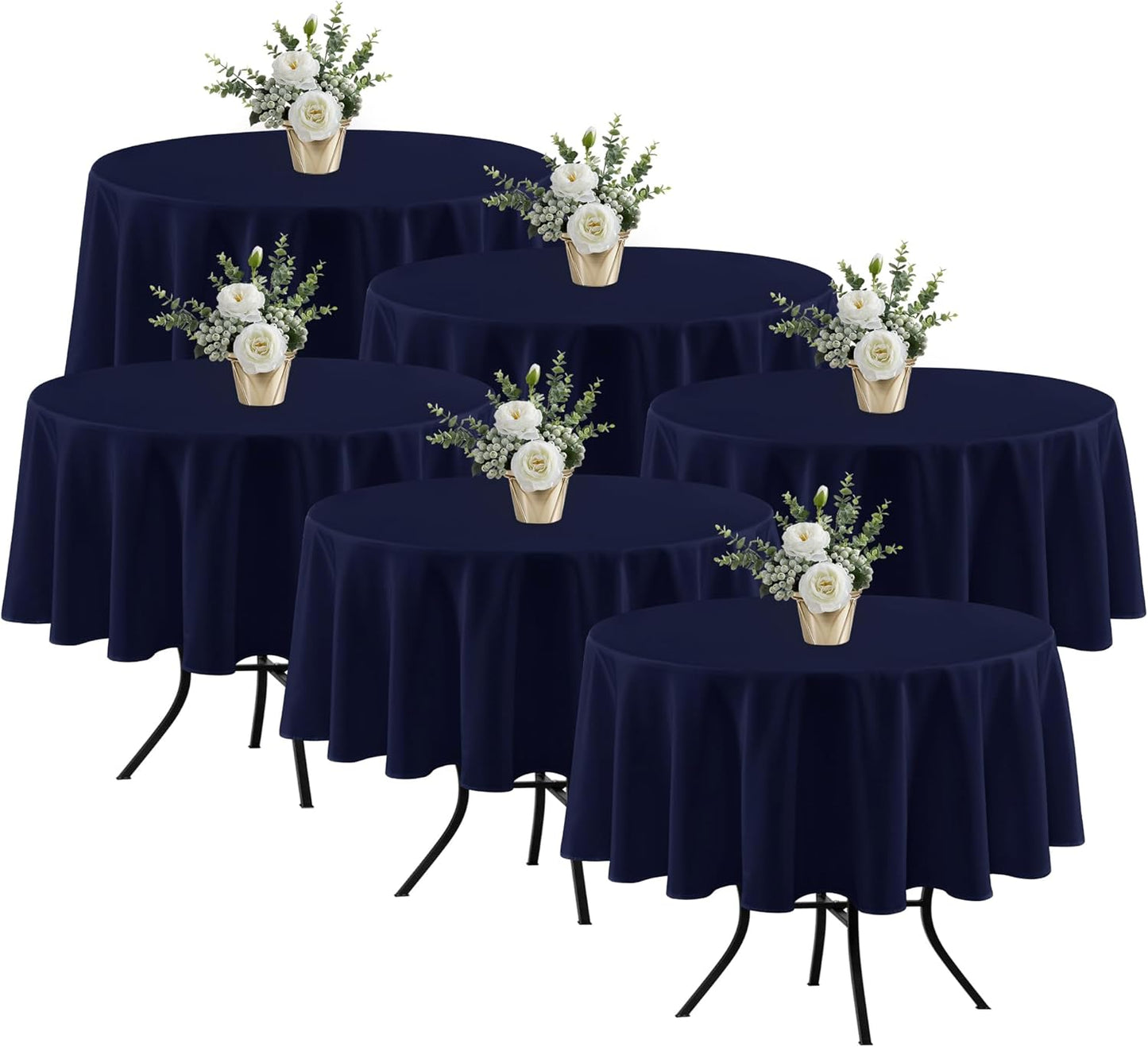Fitable 6 Pack Navy Round Table Clothes - 70 Inches in Diameter - Stain Resistant and Washable Tablecloths, Polyester Fabric Table Covers for Wedding, Party, Banquet, Gathering