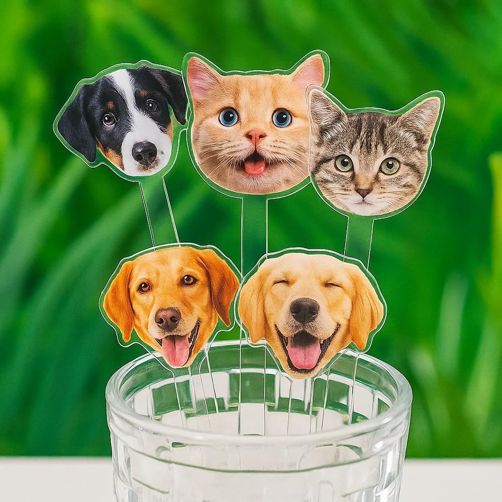 Personalized 50 pcs Double-Sided Wedding Pet Stir Sticks, Custom Dog/Cat/Face/Logo Drink Stirrers, Wedding Drink Stirrers, Decor For Weddings, Birthday, Retirement, Bachelorette Parties