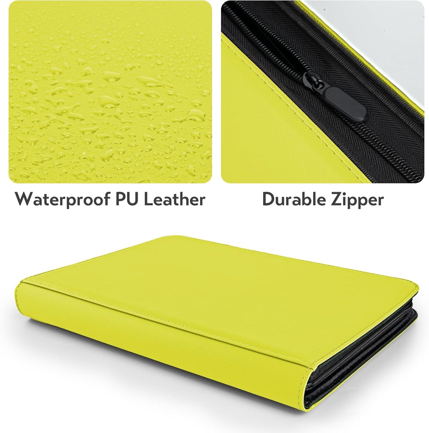 Card Binder 9 Pocket for 360 Cards - Premium Trading Card Binder with Sleeves Protection, Side Loading Card Collection Binder for TCG, MTG, YGO, One Piece Collectible Cards (Yellow)