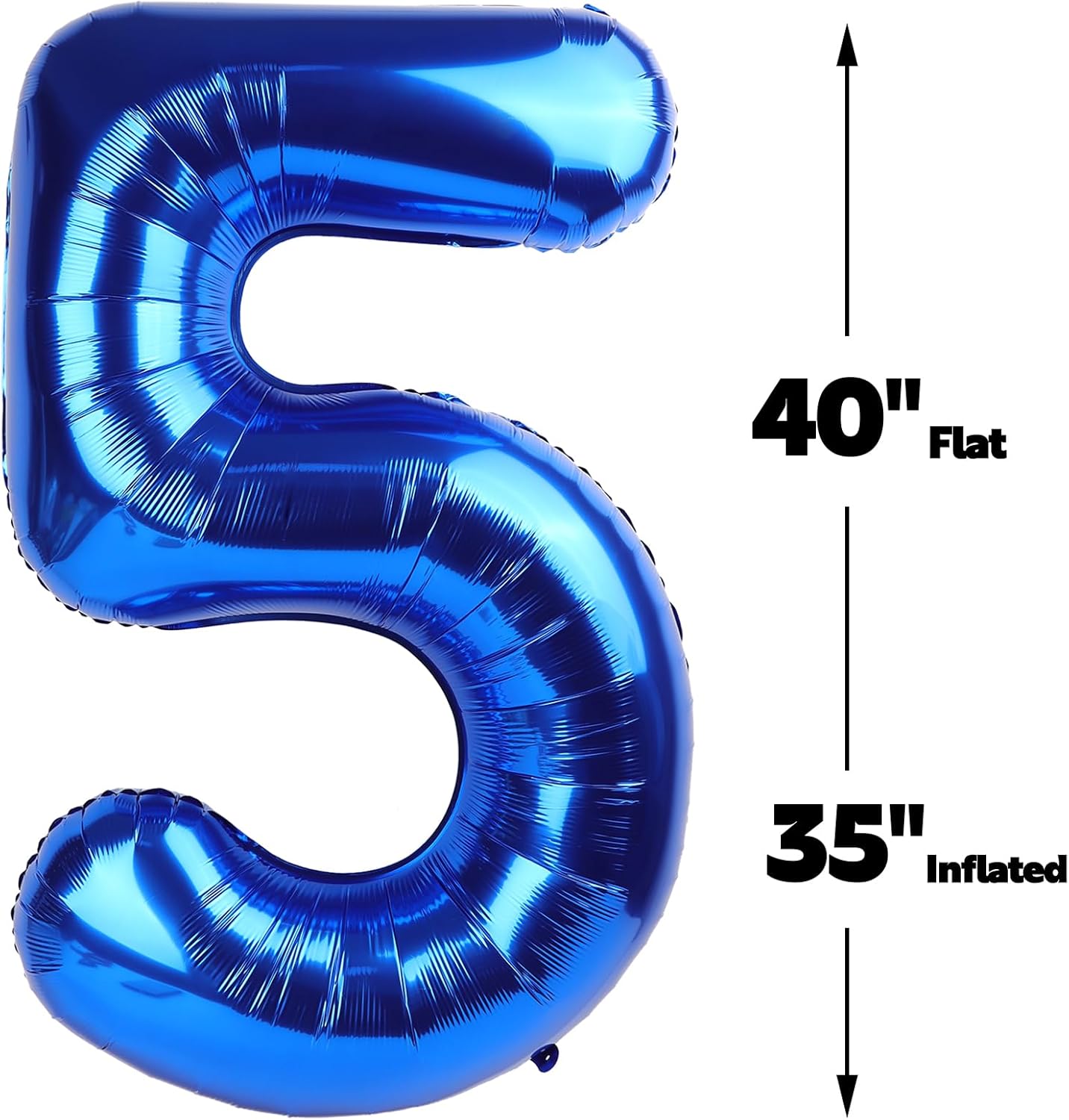 Navy Blue 40 Inch Large Number 5 Birthday Balloon, Five 5th 15 25 35 50 55 Birthday Celebration Decorations, Foil 5 Mylar Helium Number 5 Balloons Girl Boy Anniversary Party Supplies