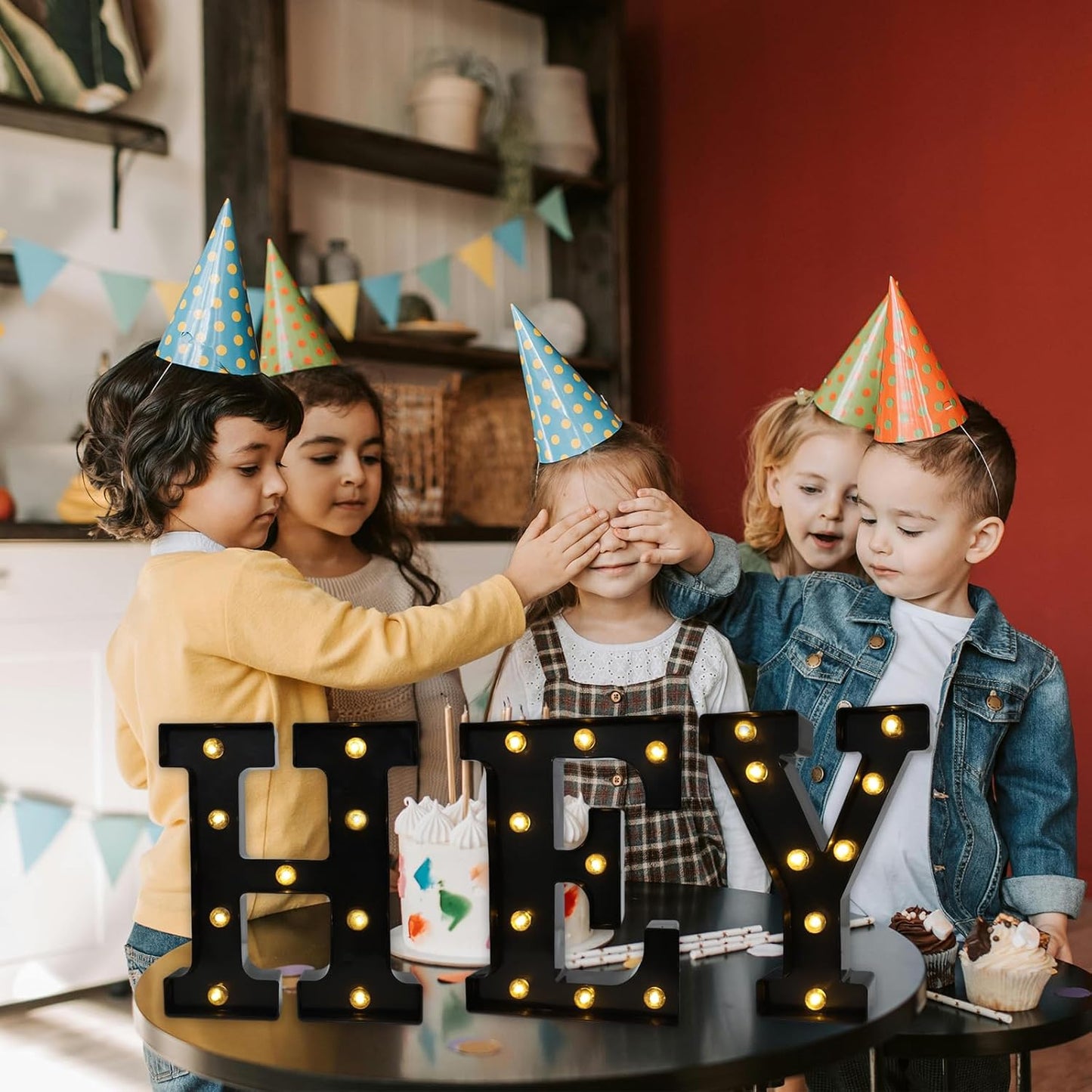 Led Marquee Letters, 8.58 Inch Black Light Up Letters, Small Led Letter Lights, Battery Powered Lighted Letterfor Table, Party, Birthday, Christmas Decor (Black, Letter E)