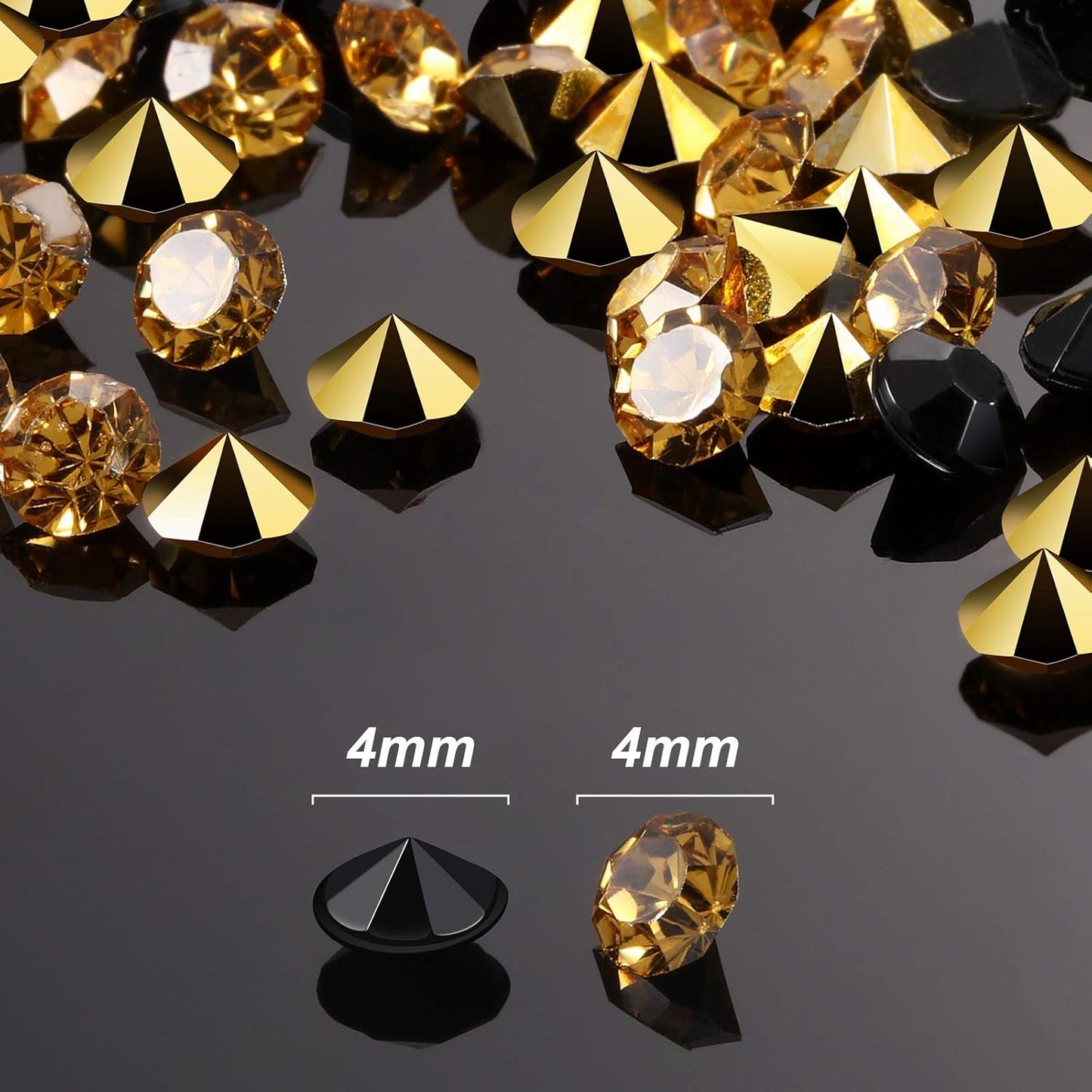 10000 Clear Wedding Table Scatter Confetti Crystals Acrylic Diamonds Rhinestones for Table Centerpiece Decorations Wedding Decorations Bridal Shower Decorations Vase Beads (Gold and Black, 4 mm)