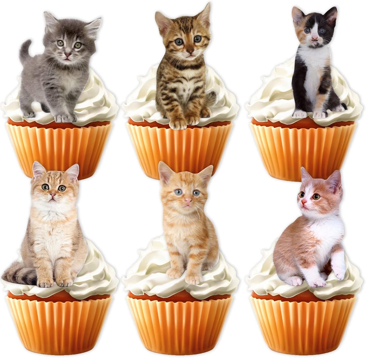 18pcs Glitter Cat Dessert Cupcake Topper Pick for Cute Lovely Cat Theme Decorations Baby Shower Boys Girls Happy Birthday Party Decor Supplies