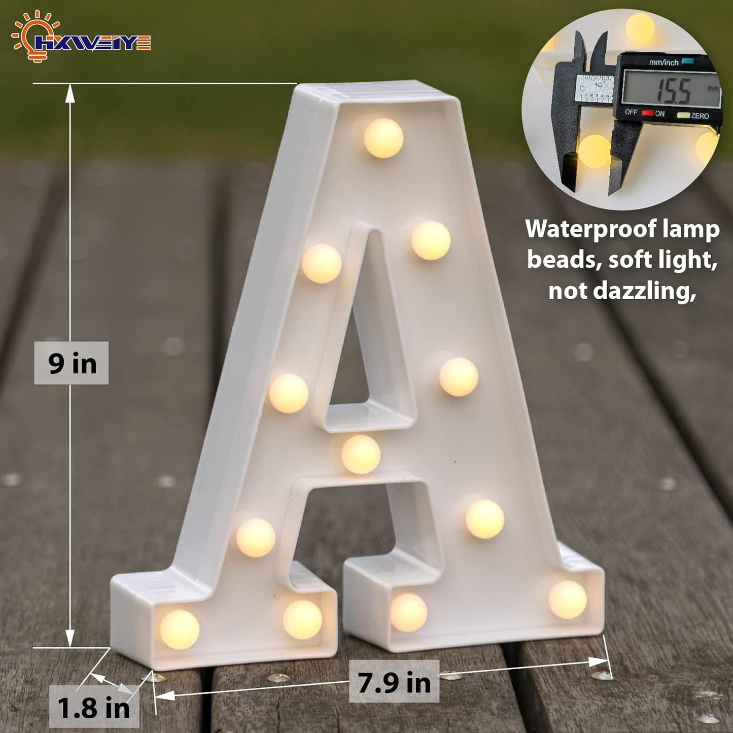 HXWEIYE Light Up Letters A, LED Marquee Letters Lights Sign 26 Alphabet and 10 Number Big Light Letter for Party Birthday Bar Battery Powered Christmas Decor Letter Lights (Warm White)